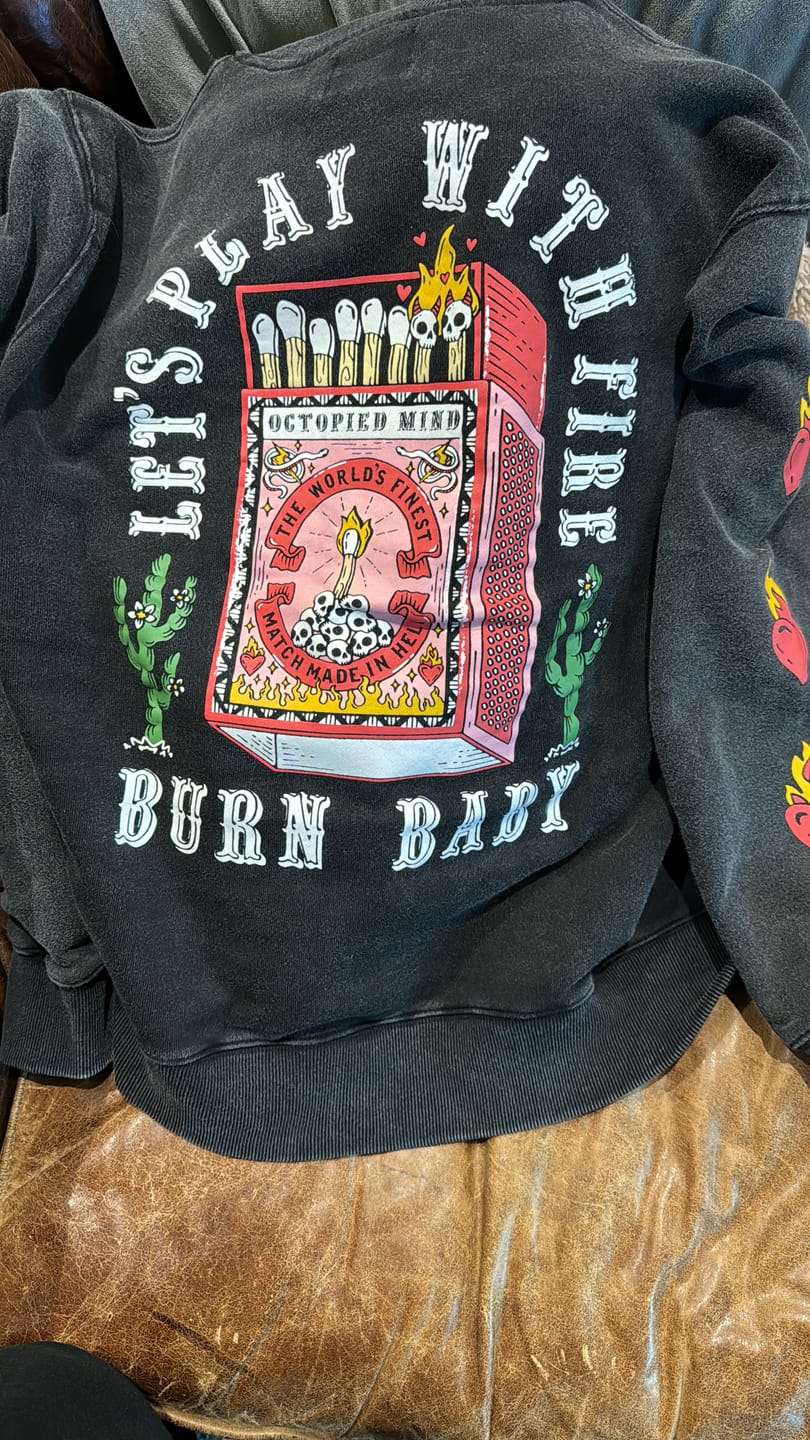 Customer photo review of Burn Baby Crewneck Sweater