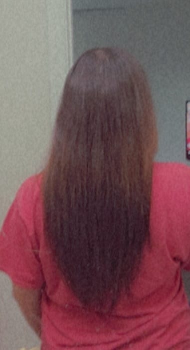 Customer photo review of Full Shine Clip in Extensions 100% Remy Human Hair 7 Pieces Darkest Brown (#2)