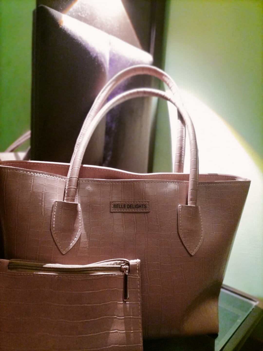 Customer photo review of Beige Belle Croc Tote Bag