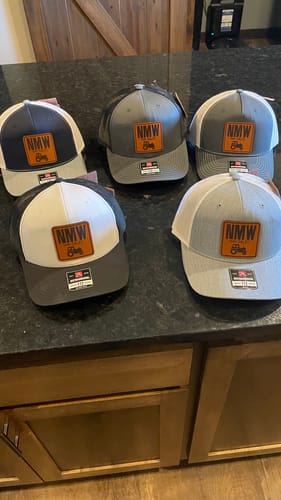 Customer photo review of Custom Leather Patch Hats Richardson 112 Laser Engraved