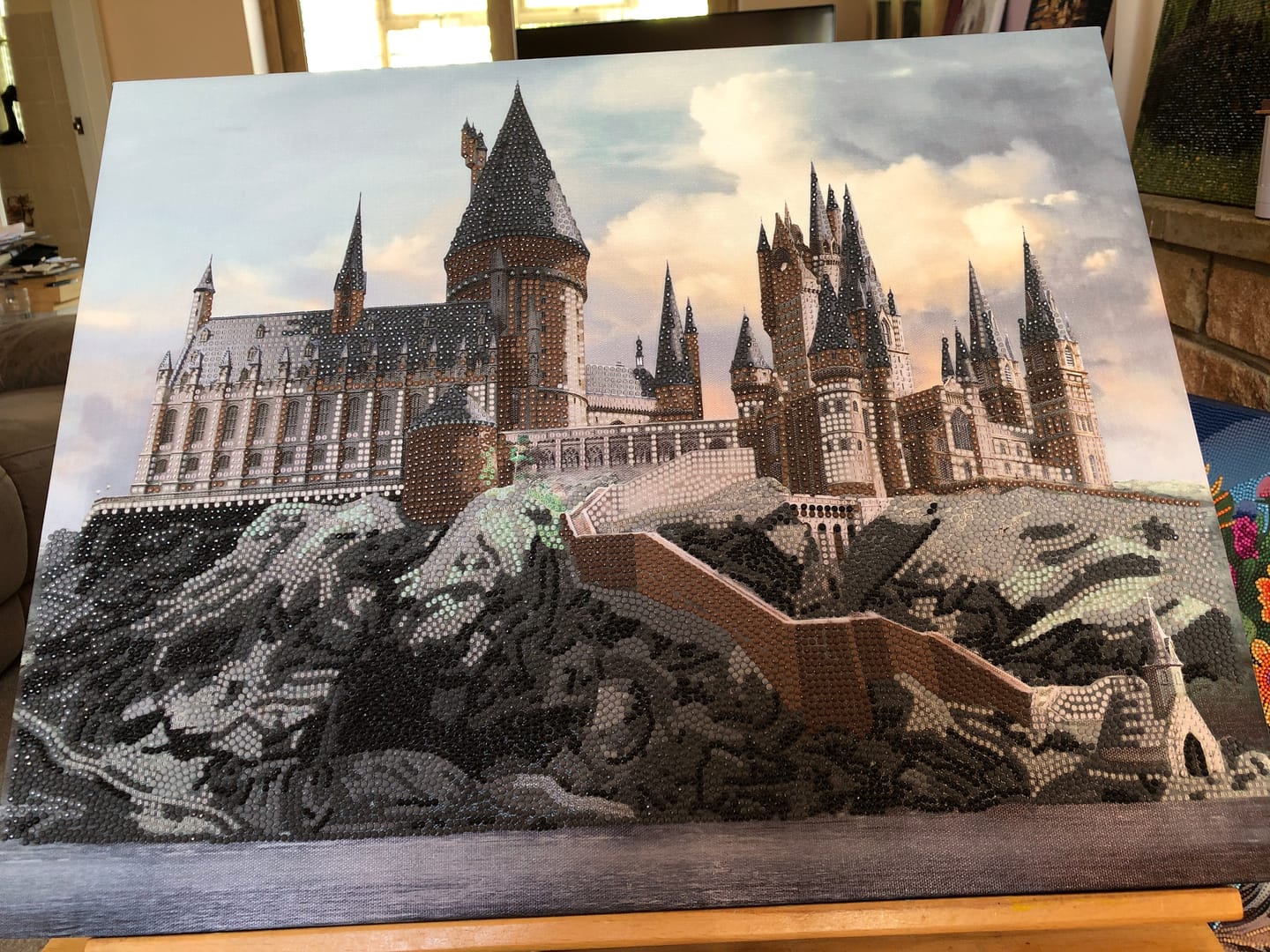 Customer photo review of "Hogwarts Castle" Harry Potter Crystal Art Canvas Kit 40x50cm