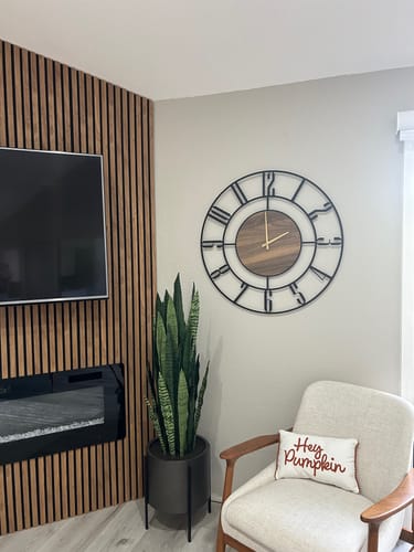 Customer photo review of Wood and Metal Wall Clock