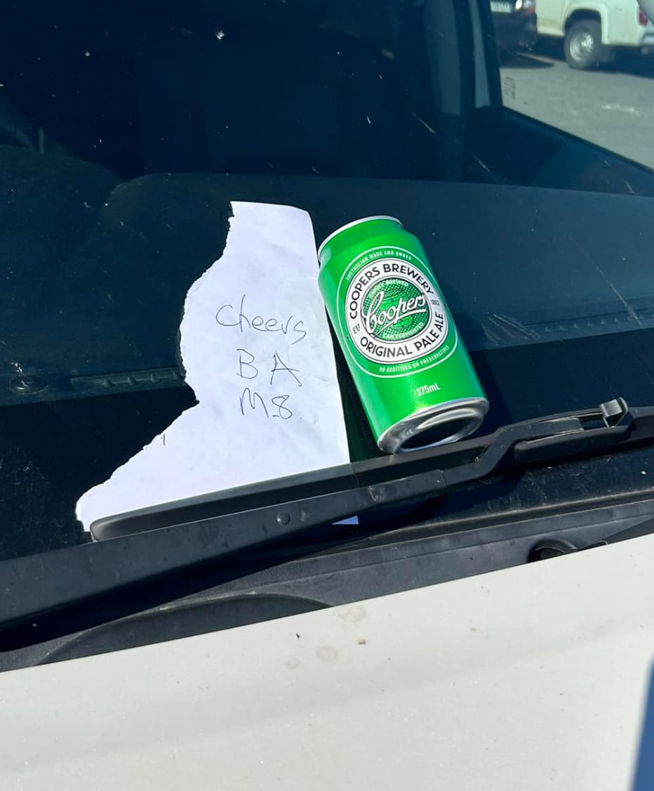 Customer photo review of Blokes Advice Sticker - White
