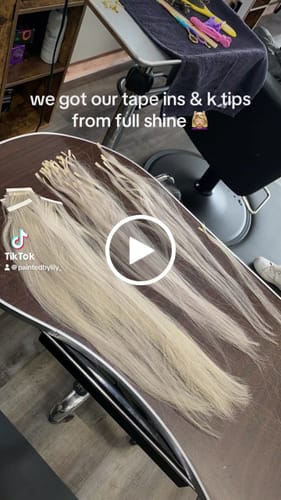 Customer video review of Full Shine Top Keratin Pre Bonded Nail Tip Hair Extensions 100% Virgin Human Hair Platinum Blonde (#1000)