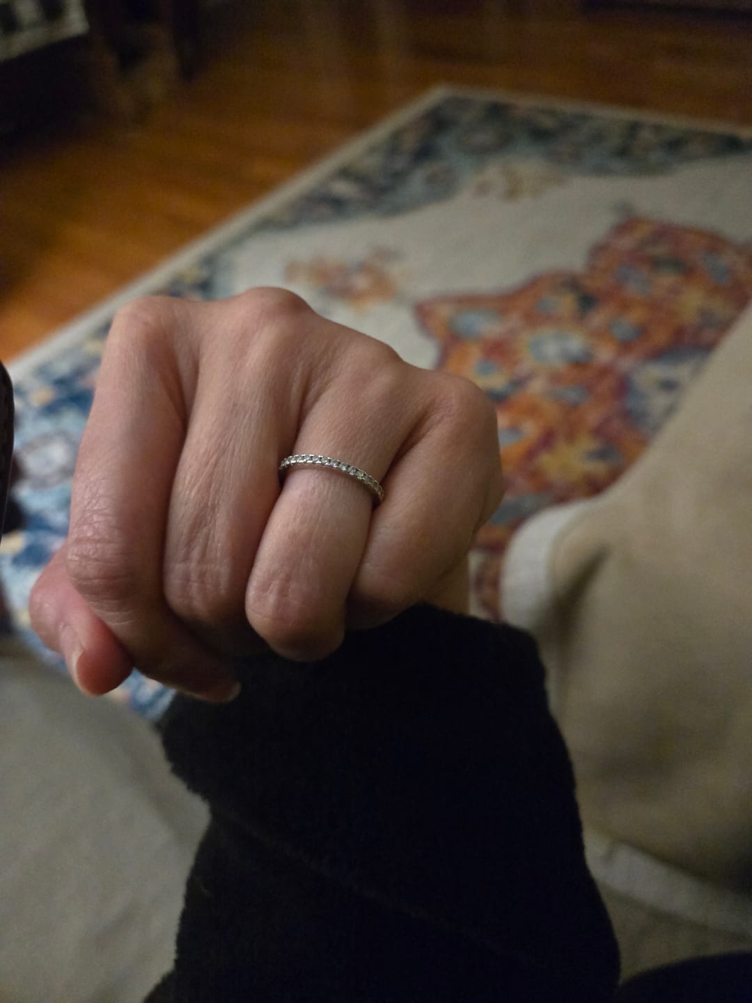Customer photo review of S925 Louily Half Eternity Thin Women's Wedding Band In Sterling Silver Stackable Ring For Women