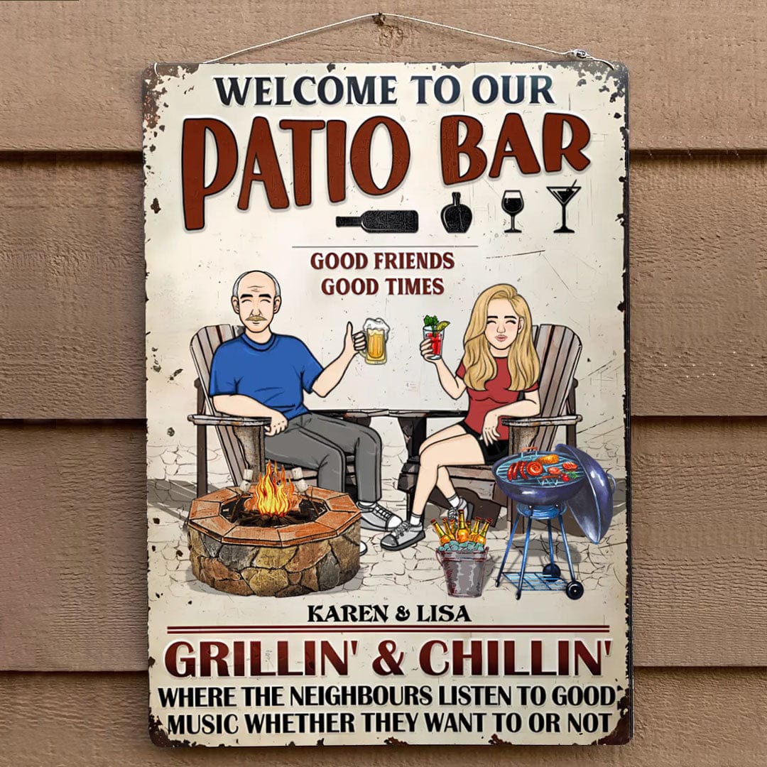 Customer photo review of Patio Where Memories Are Made And Often Forgotten In The Morning - Personalized Vertical Metal Sign