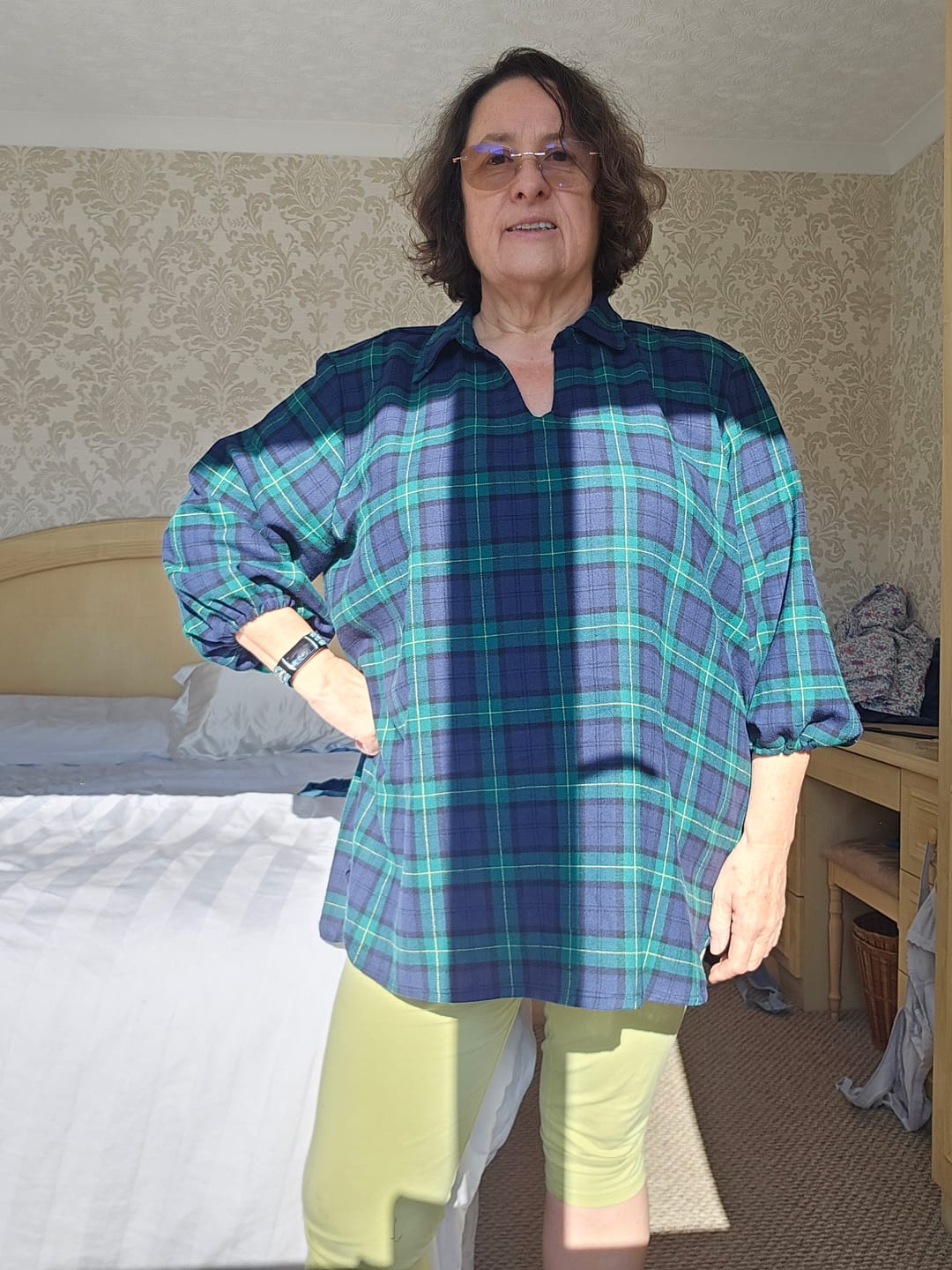 Customer photo review of Navy and Green Tartan Brushed Cotton Fabric