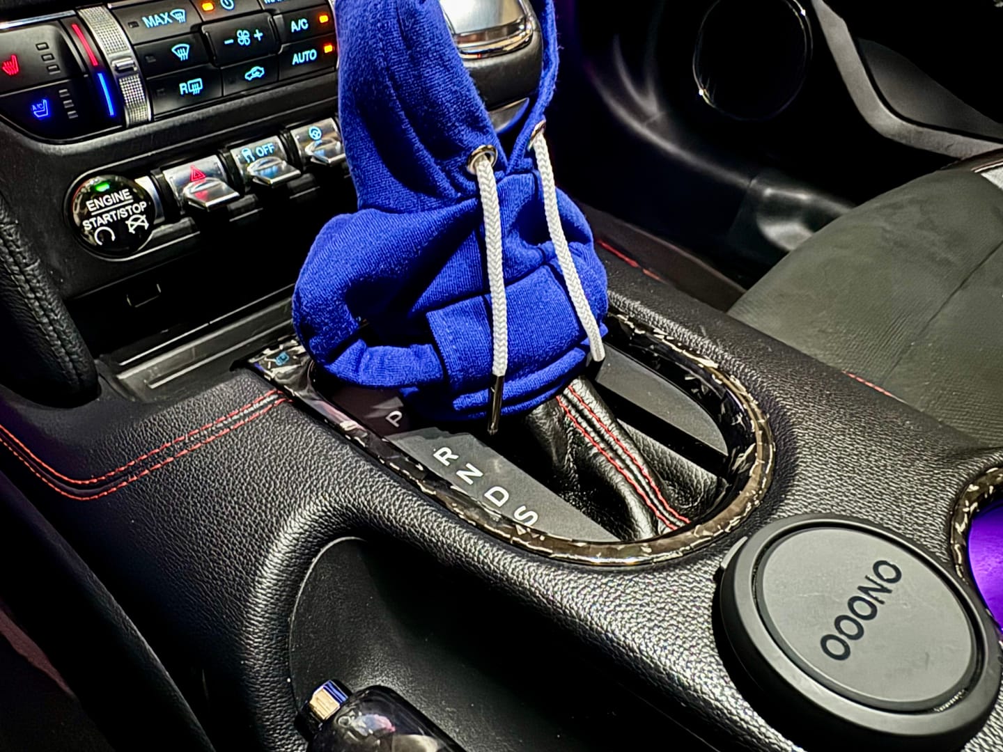 Customer photo review of Mustang 2015-2023 Carbon Fiber Gear Shift Bezel Chrome Trim Cover