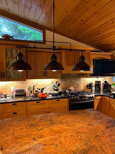 Customer photo review of Modern Farmhouse 3-light Island Pot Lid Dome Pendant