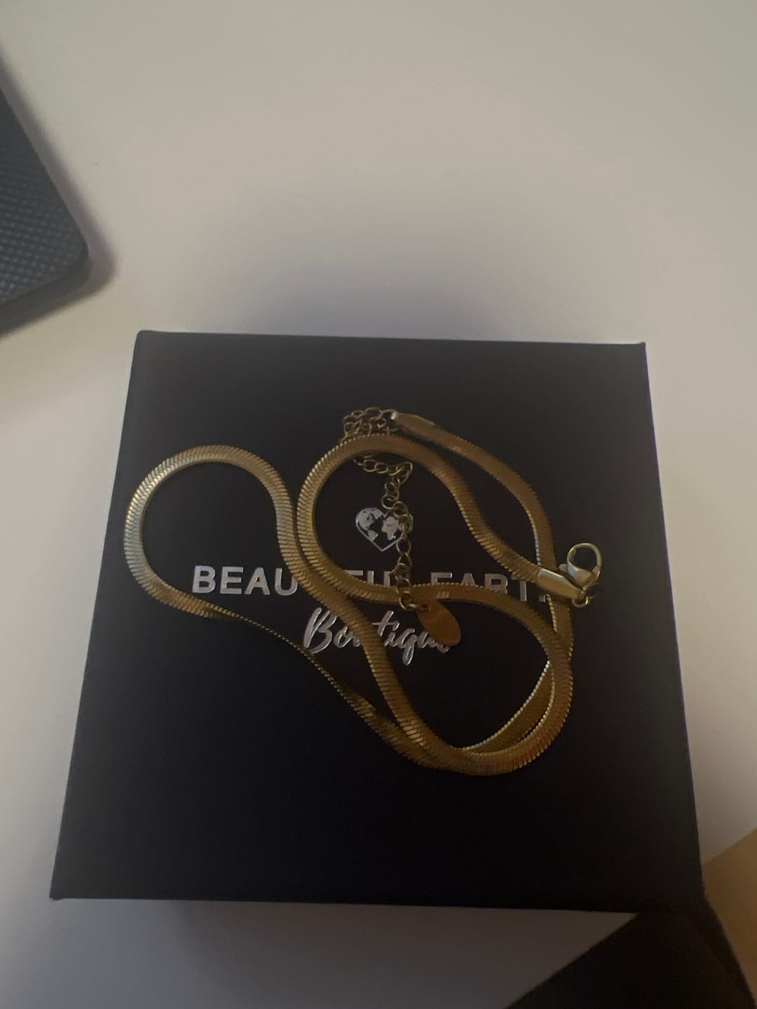 Customer photo review of Sarya Snake Chain Gold Necklace
