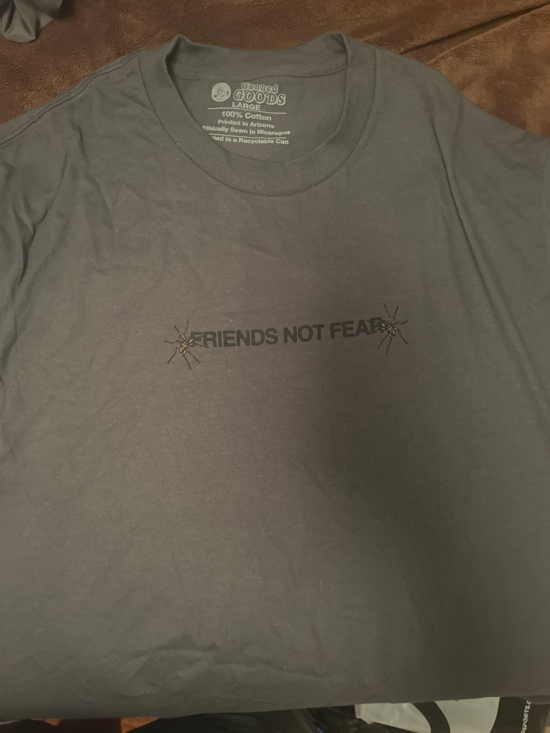 Customer photo review of Respect your Local Spiders | Charcoal