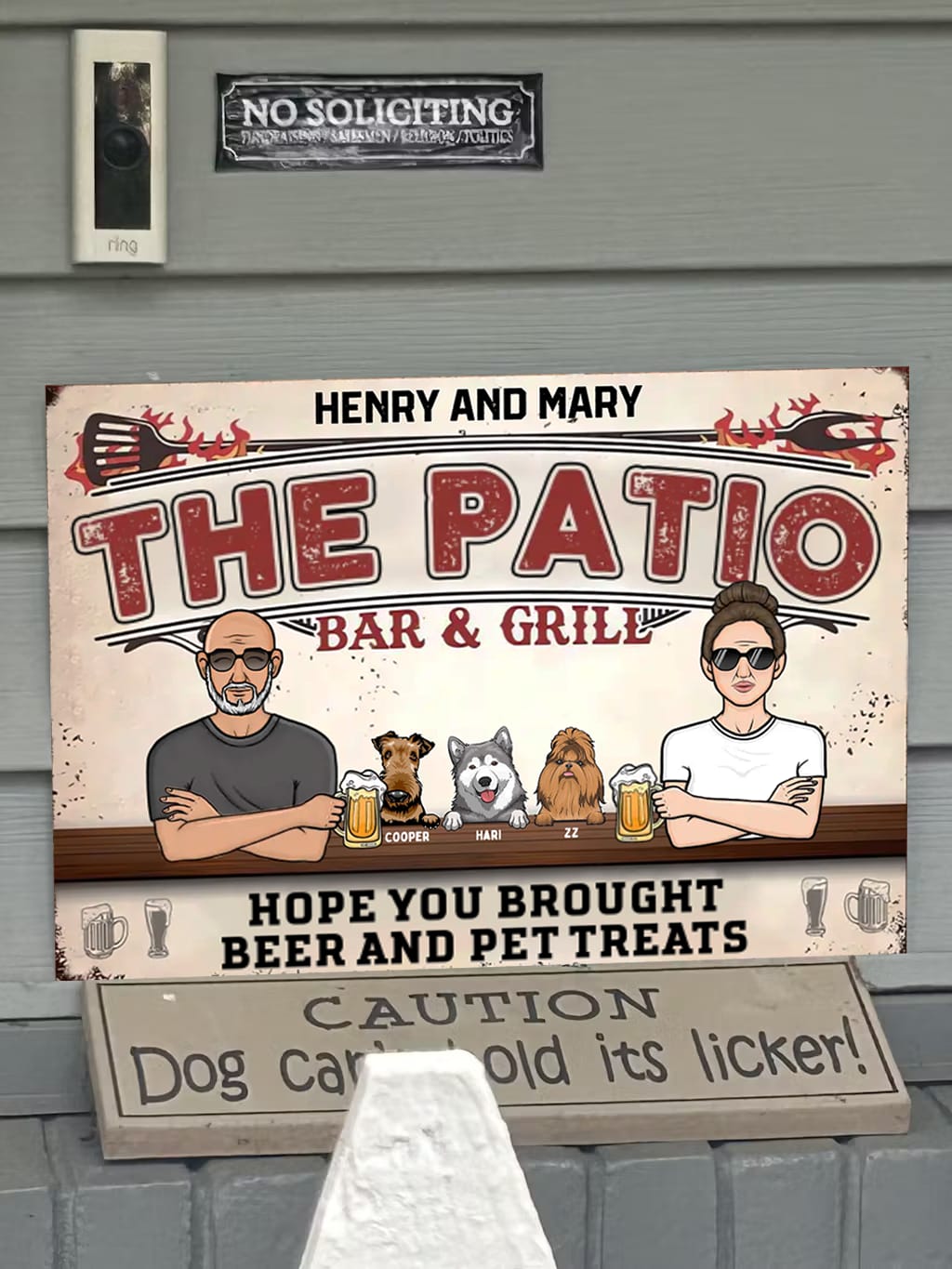 Customer photo review of Patio Where Memories Are Made And Often Forgotten In The Morning - Personalized Vertical Metal Sign