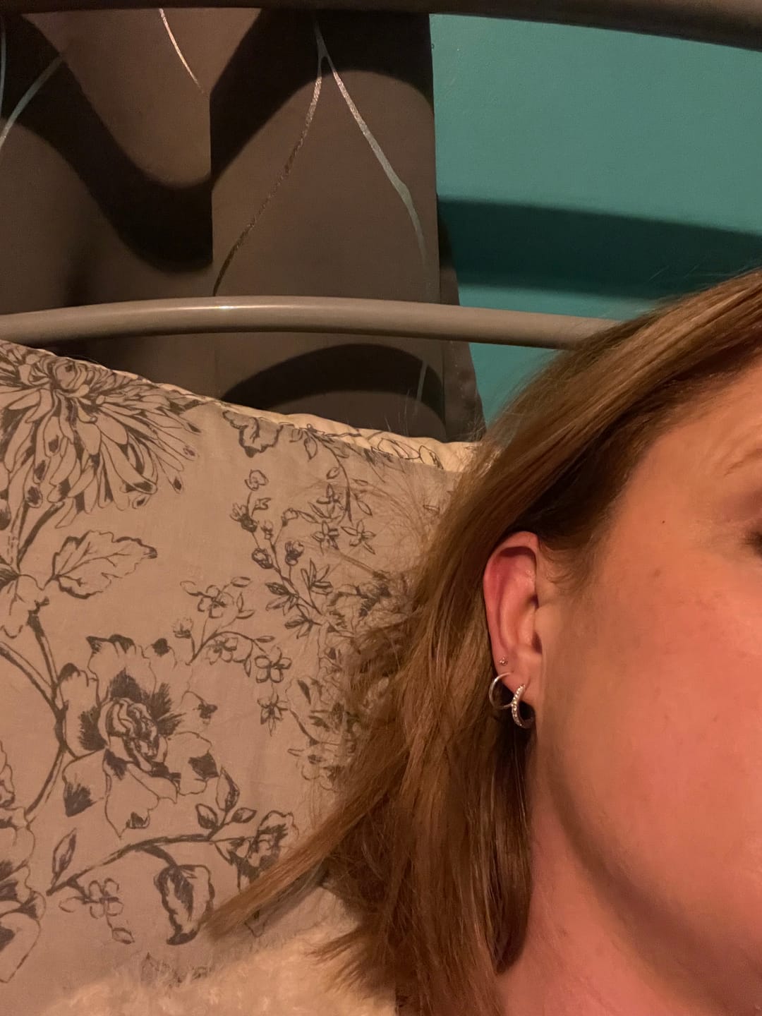 Customer photo review of Maria Small Huggie Sparkle Hoop Earring