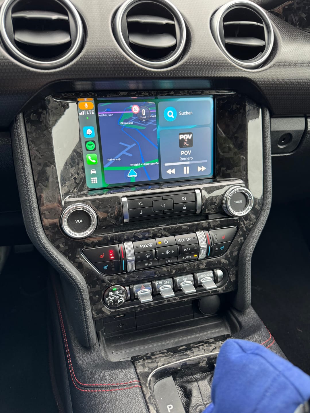 Customer photo review of Mustang 2015-2023 Carbon Fiber Infotainment Radio Trim Cover