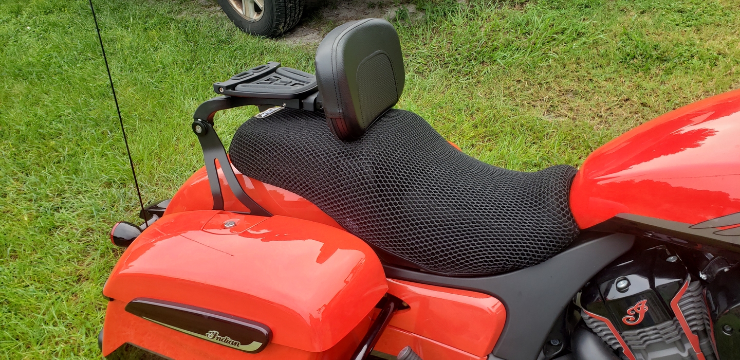 Wind Rider mesh seat cover on a Indian Challenger