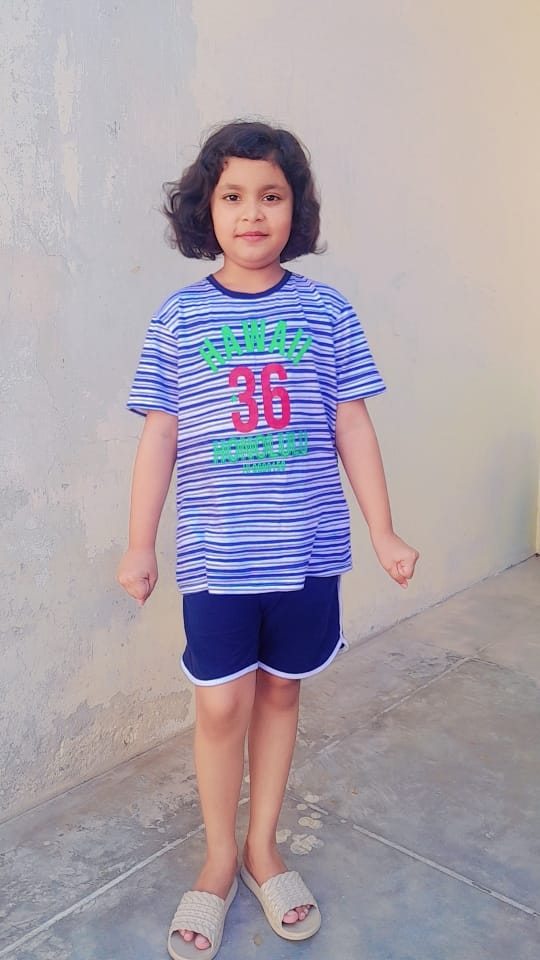 Customer photo review of Kids Soft Cotton Printed Stripe Suit
