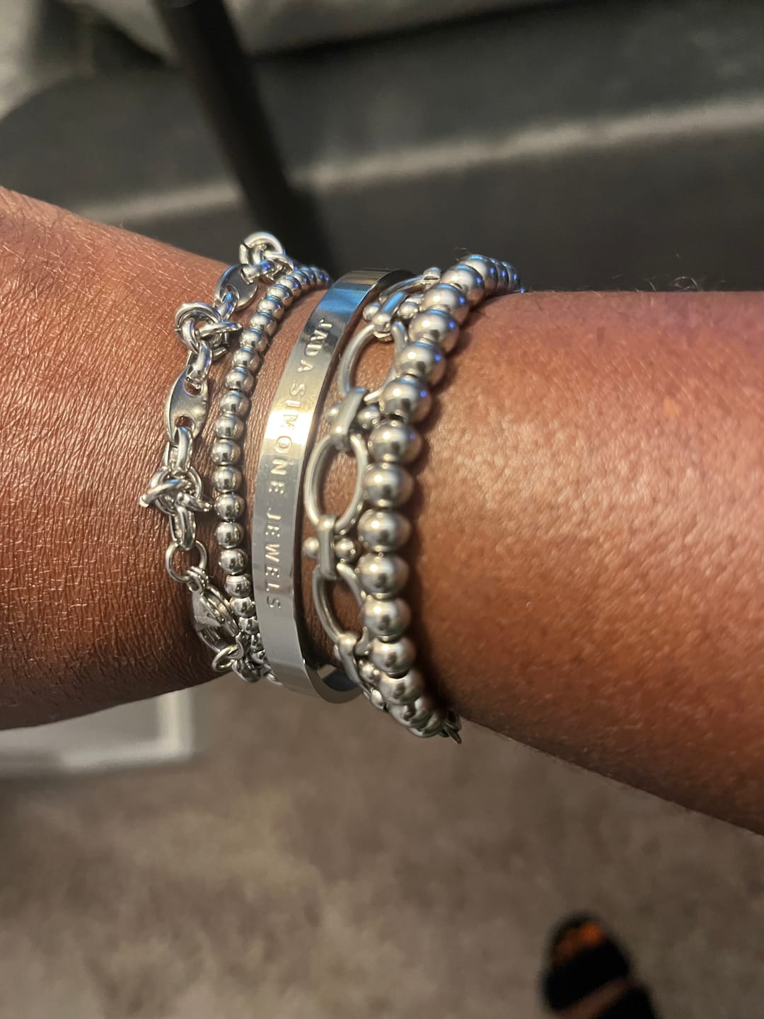 Customer photo review of Chrisette Stainless Steel Bracelet Stack