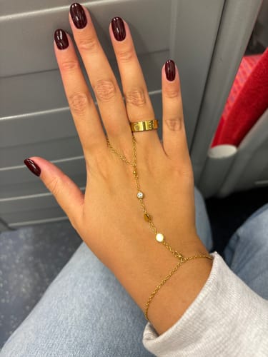 Customer photo review of Madeleine Hand Chain Crystal & Gold