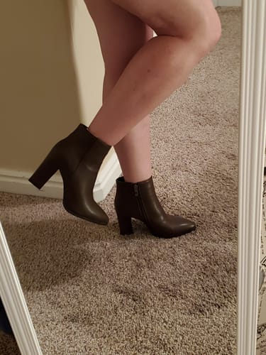 Customer photo review of Petite Chunky High Heel Pointy Ankle Boots GS179