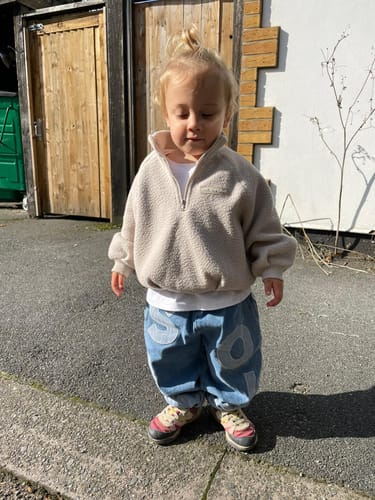 Customer photo review of Kids Sherpa Jumper - Beige