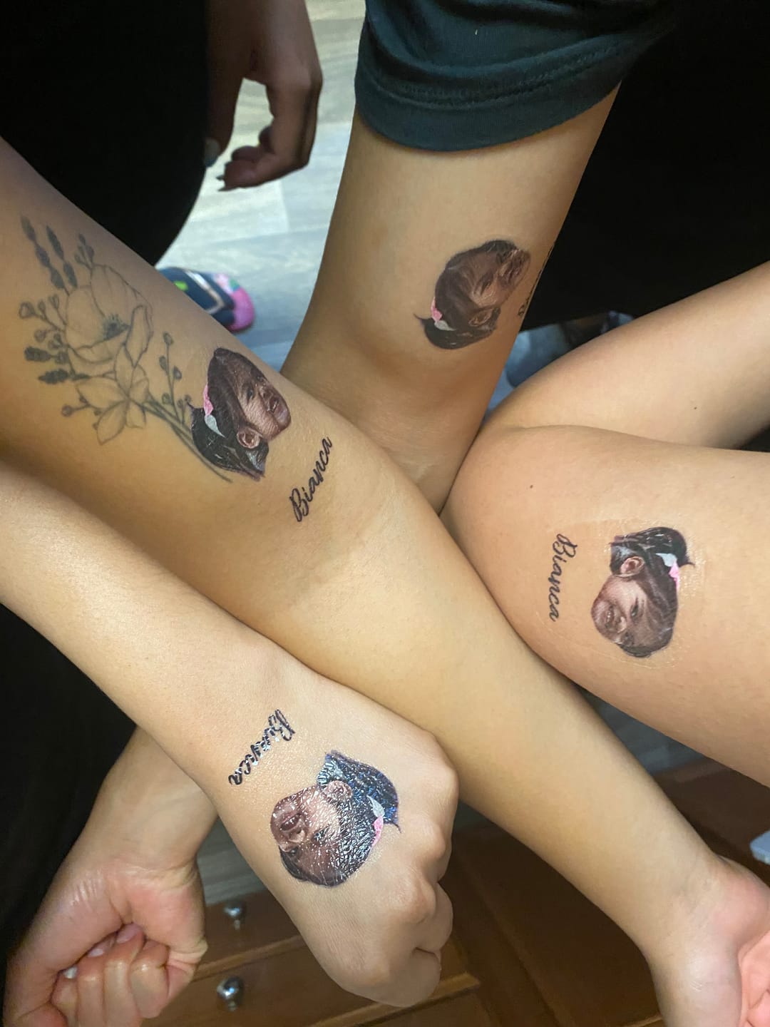 Customer photo review of Face Cut-Out Photo with Text Temporary Tattoo