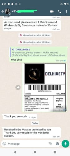 Customer photo review of Nepali Indrani Siddha Mala (Customizable)