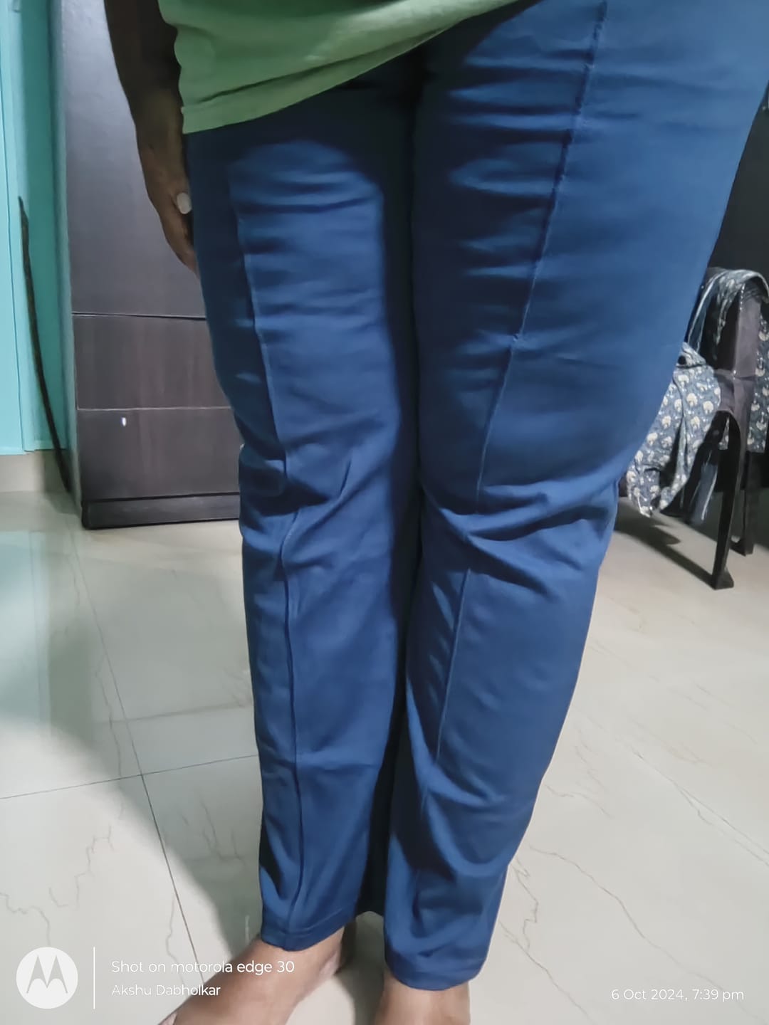 Customer photo review of Royal Blue 4-Way Stretchable Pants