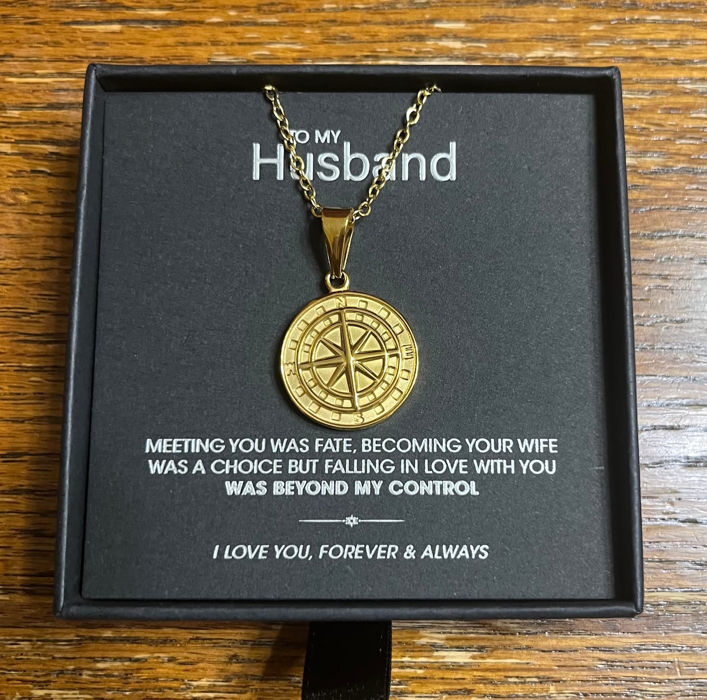 Customer photo review of "To My Husband" - Compass Pendant