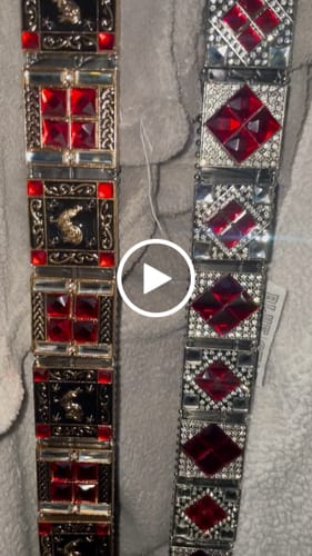 Customer video review of Unisex Black Leather Belt With Red Rhinestones