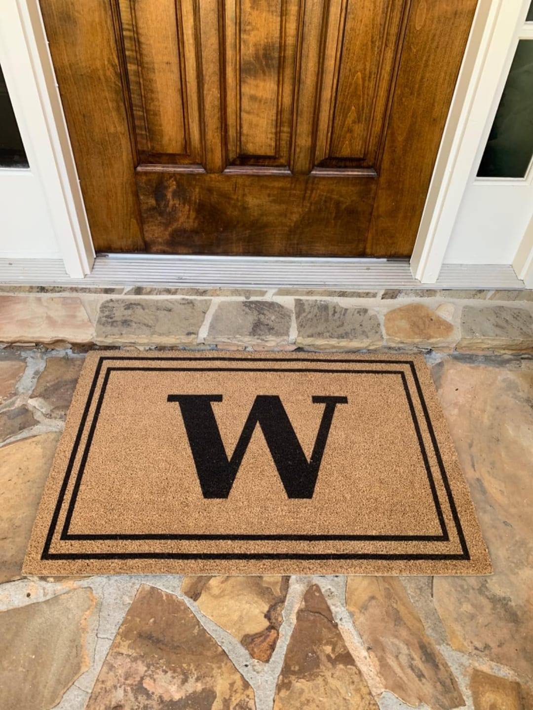 Customer photo review of Custom Letter Monogram Doormat with Double Frame