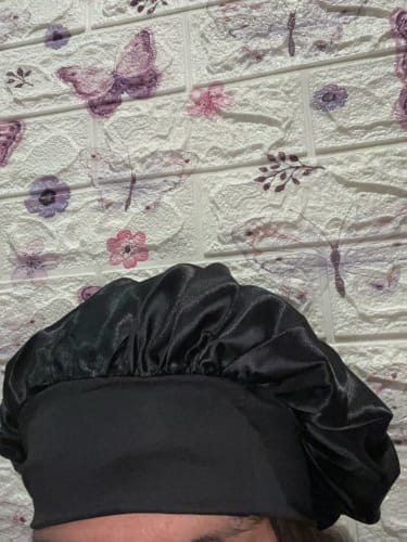 Customer photo review of Black Silky Bonnet