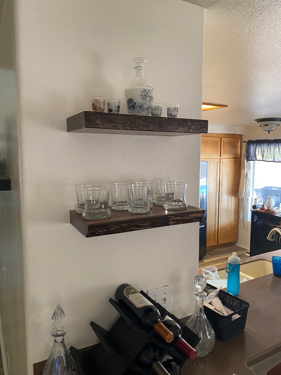 Customer photo review of Live Edge Walnut Floating Shelves