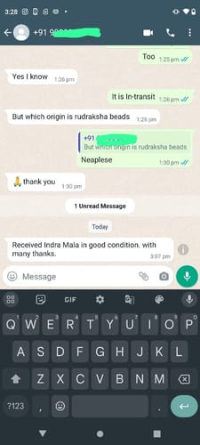Customer photo review of Nepali Indrani Siddha Mala (Customizable)