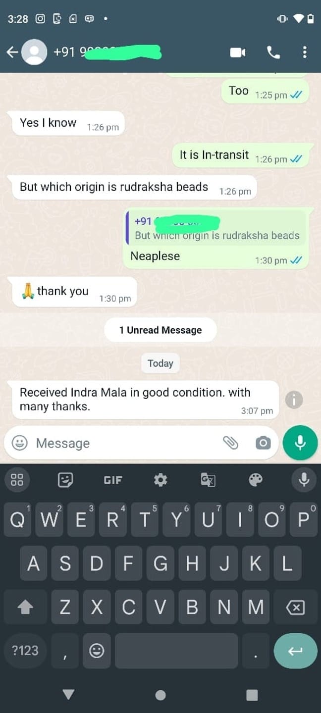 Customer photo review of Nepali Indrani Siddha Mala (Customizable)