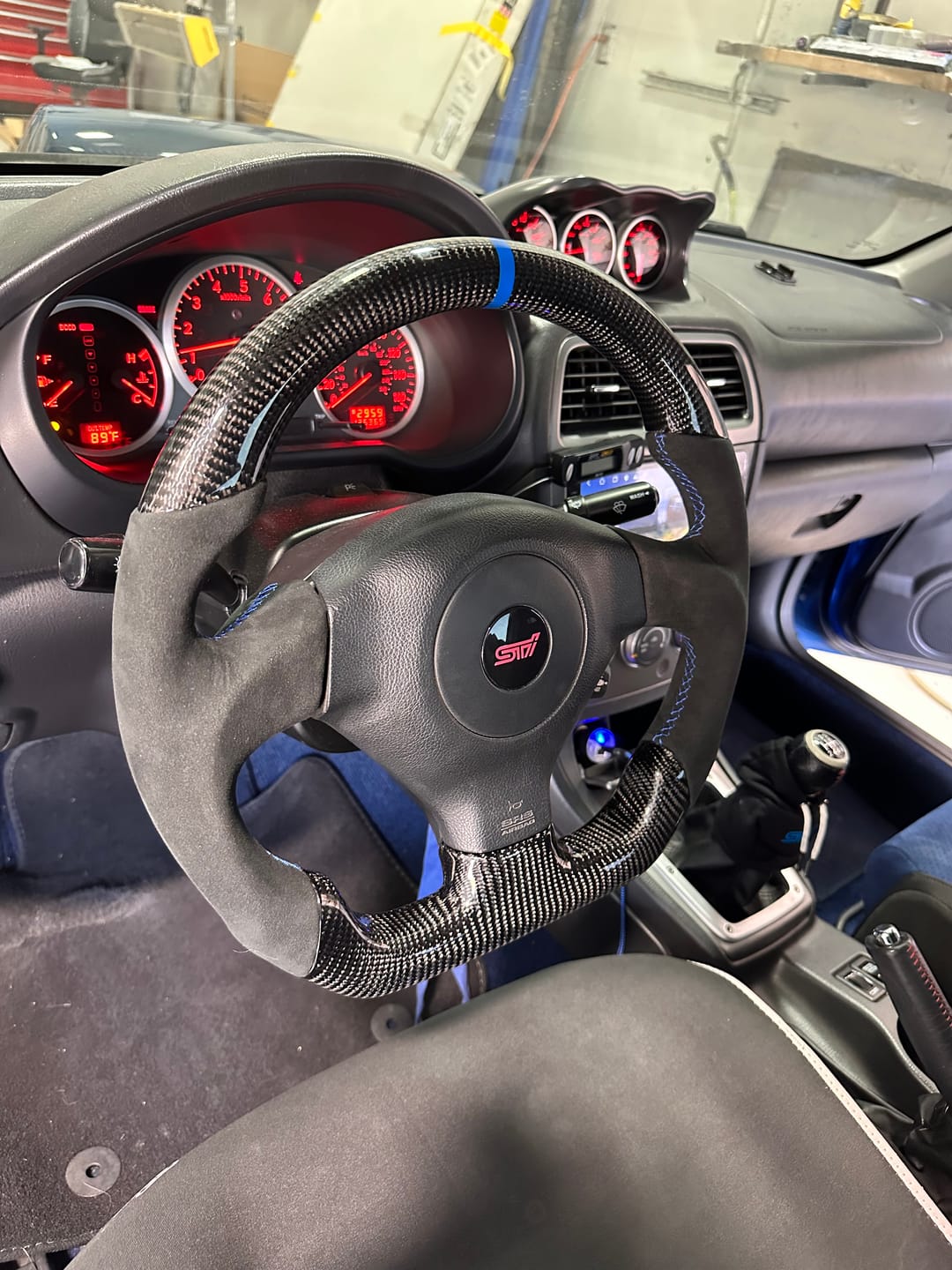 Customer photo review of 2005-07 Subaru WRX STI Carbon Fiber Steering Wheel