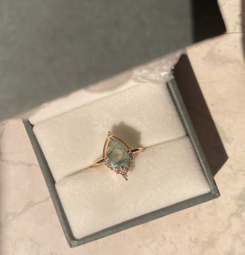 Customer photo review of Eliana Ring (Moss Agate)