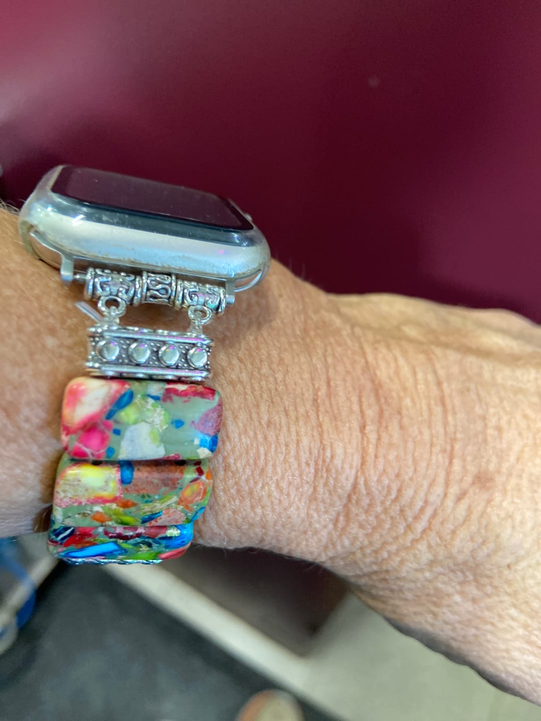Customer photo review of Chic Flower Stretch Apple Watch Strap