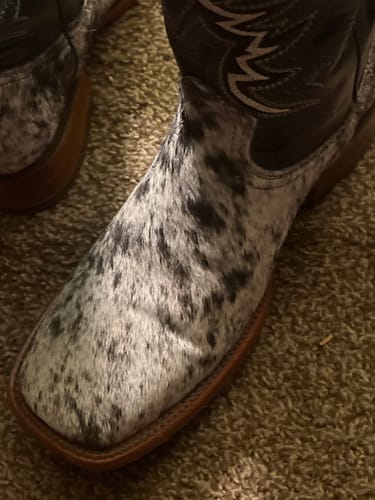 Customer photo review of Cowhide Boots With Black Shaft — Square Toe