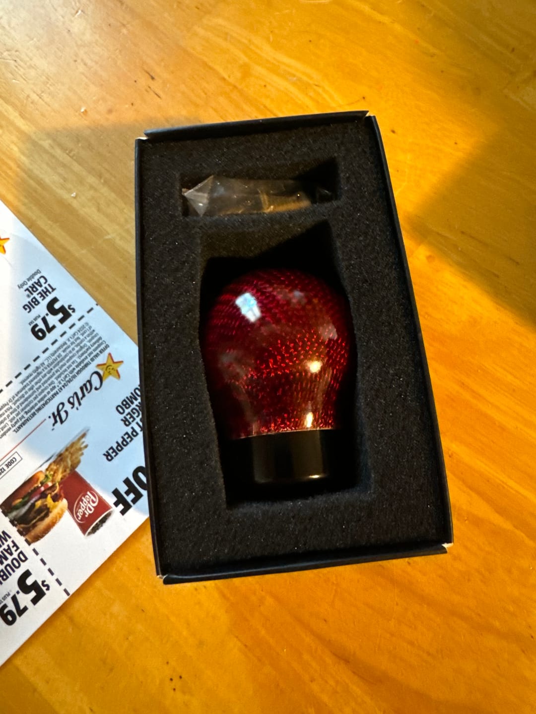 Customer photo review of Weighted Red Carbon Fiber Shift Knobs