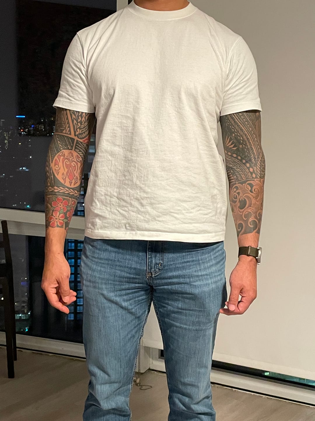Customer photo review of 9 oz Cotton Tubular T-Shirt - White