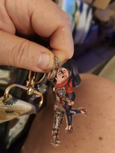 Customer photo review of Personalized Couple Military Acrylic Keychain