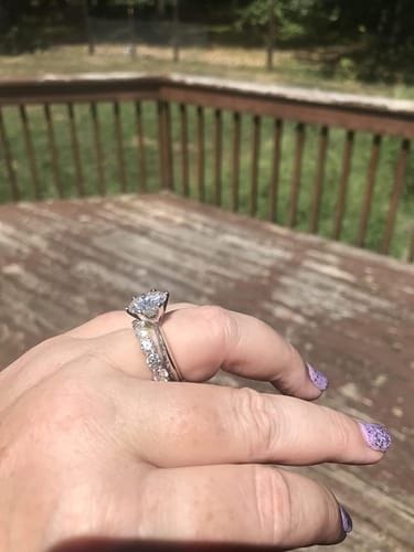 Customer photo review of Coralia 0.5Ct Moissanite 925 Sterling Silver Eternity Band Ring
