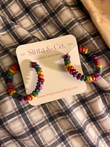 Customer photo review of Juana Woven Beaded Hoops