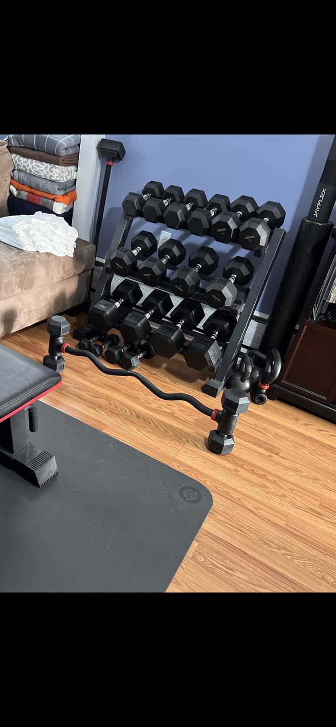 Customer photo review of Hyperbell Bundle: Bar, EZ Curl, Kettlebell, Pad