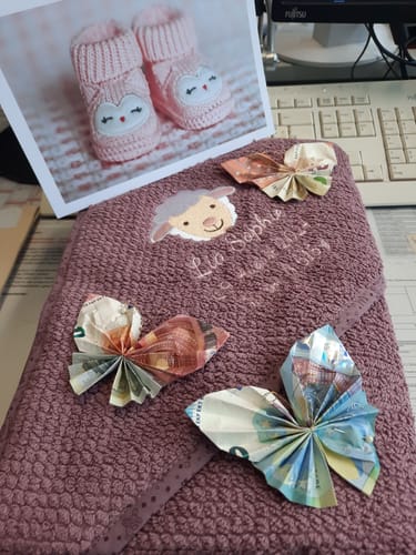 Customer photo review of Bio Baumwolle Kapuzenhandtücher mit Namen und Motiv