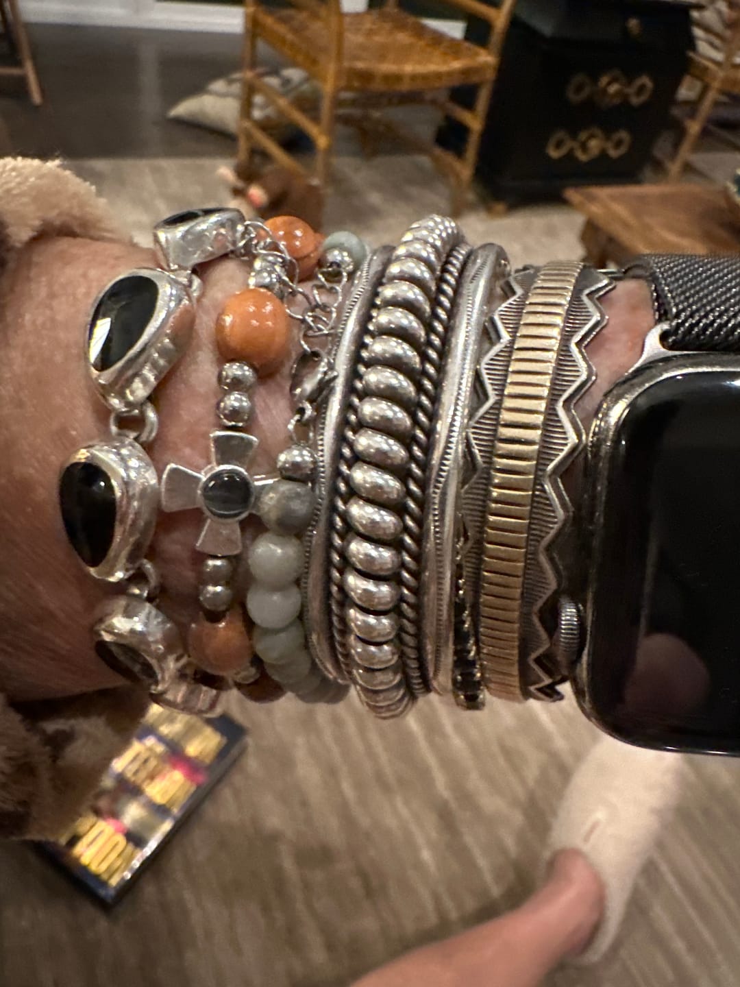 Customer photo review of Olive Wood Bracelet with Zircon Cross Pendant