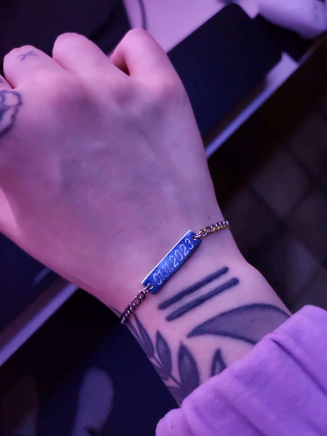 Customer photo review of Figaro Bar | Armband + Gravur