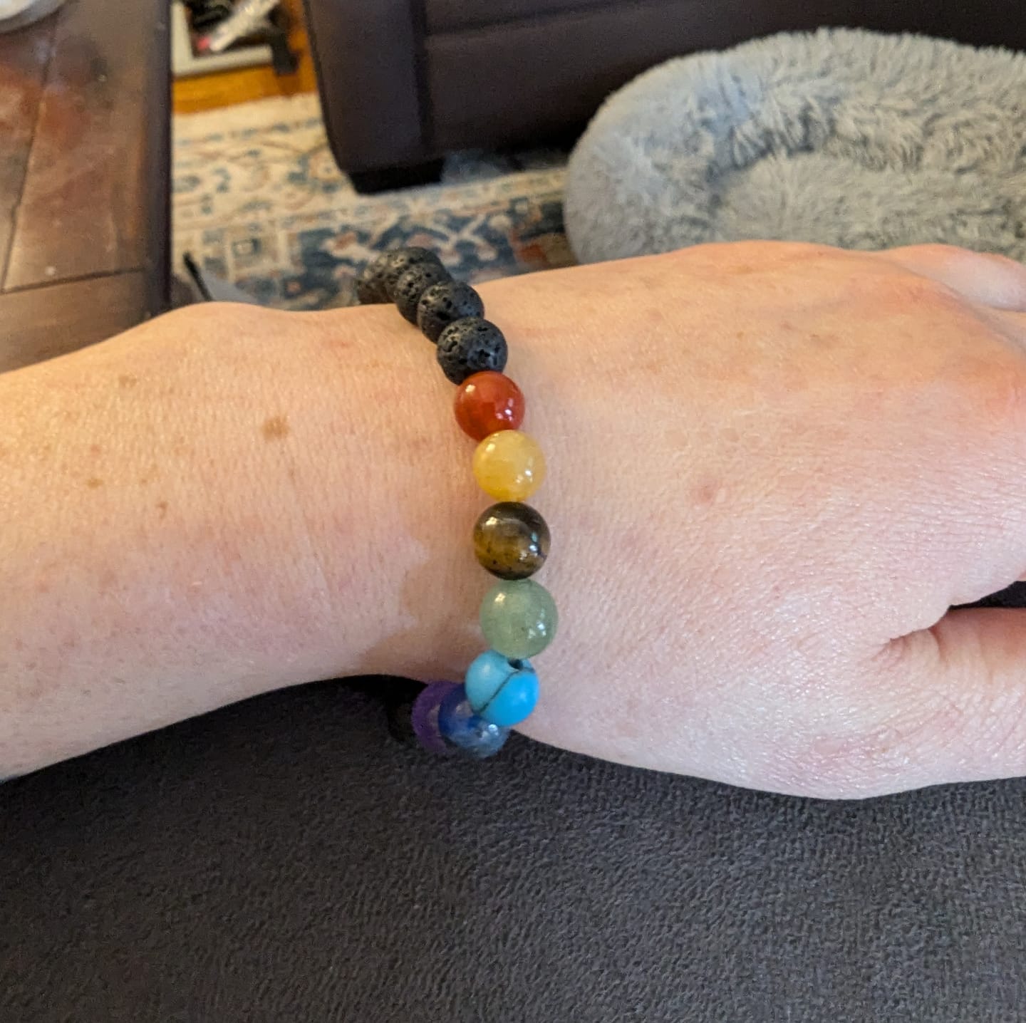 Customer photo review of Black Lava Chakra Bracelet - Single Item