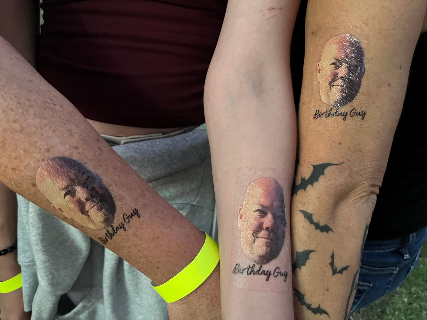 Customer photo review of Face Cut-Out Photo with Text Temporary Tattoo
