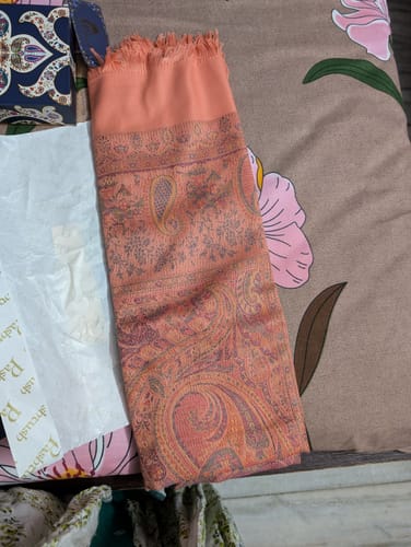 Customer photo review of Pashtush Womens Design Jamawar Shawl, Soft And Warm, Peach